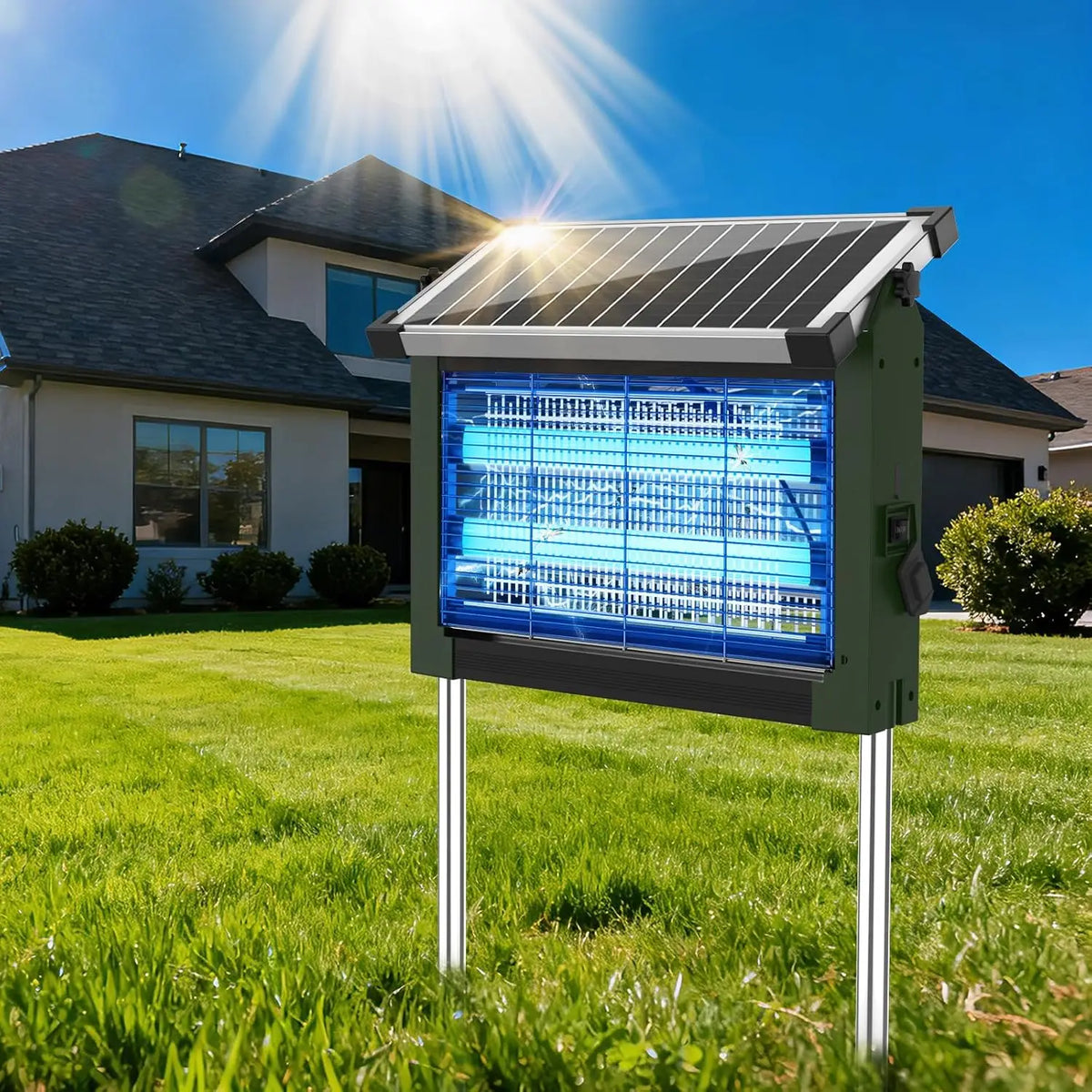 Solar Bug Zapper 4500V Outdoor Mosquito Zapper With Panel Sensor