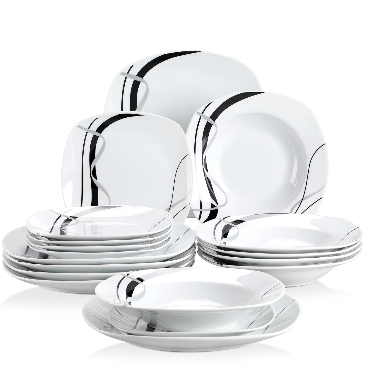 Malacasa Fiona Ceramic Striped Porcelain Dinner Set