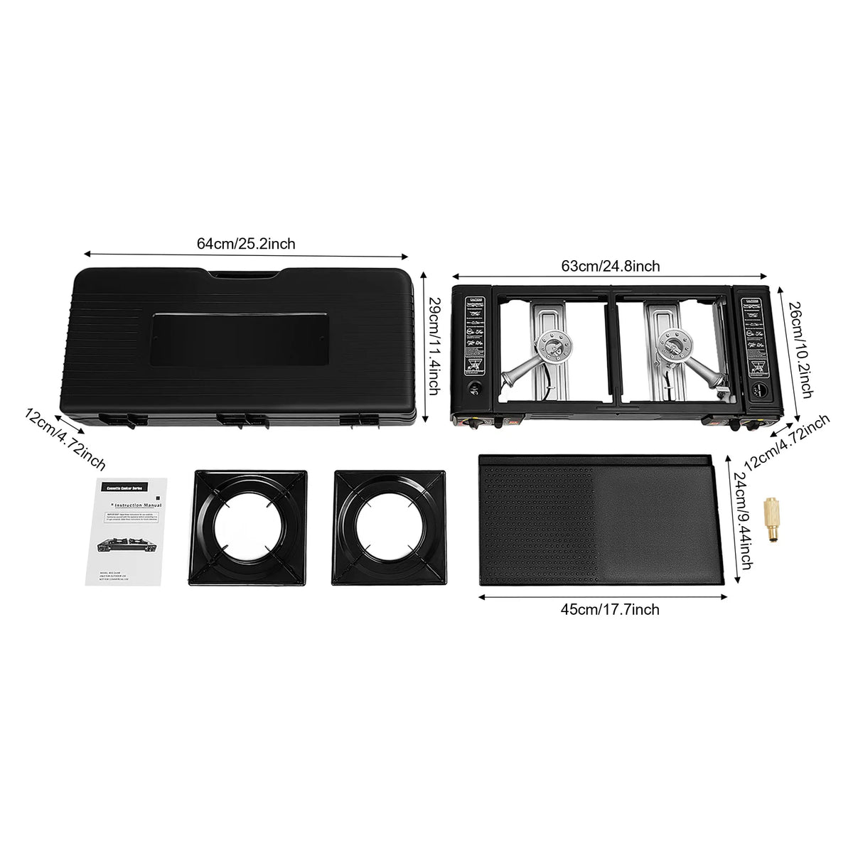 Portable 2 Burner Gas Stove With Tray