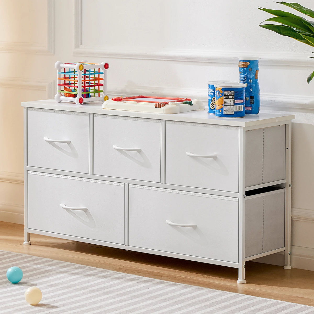 JHK Modern Wooden Bedroom Wardrobe Dresser Storage Cabinet Fabric Drawers