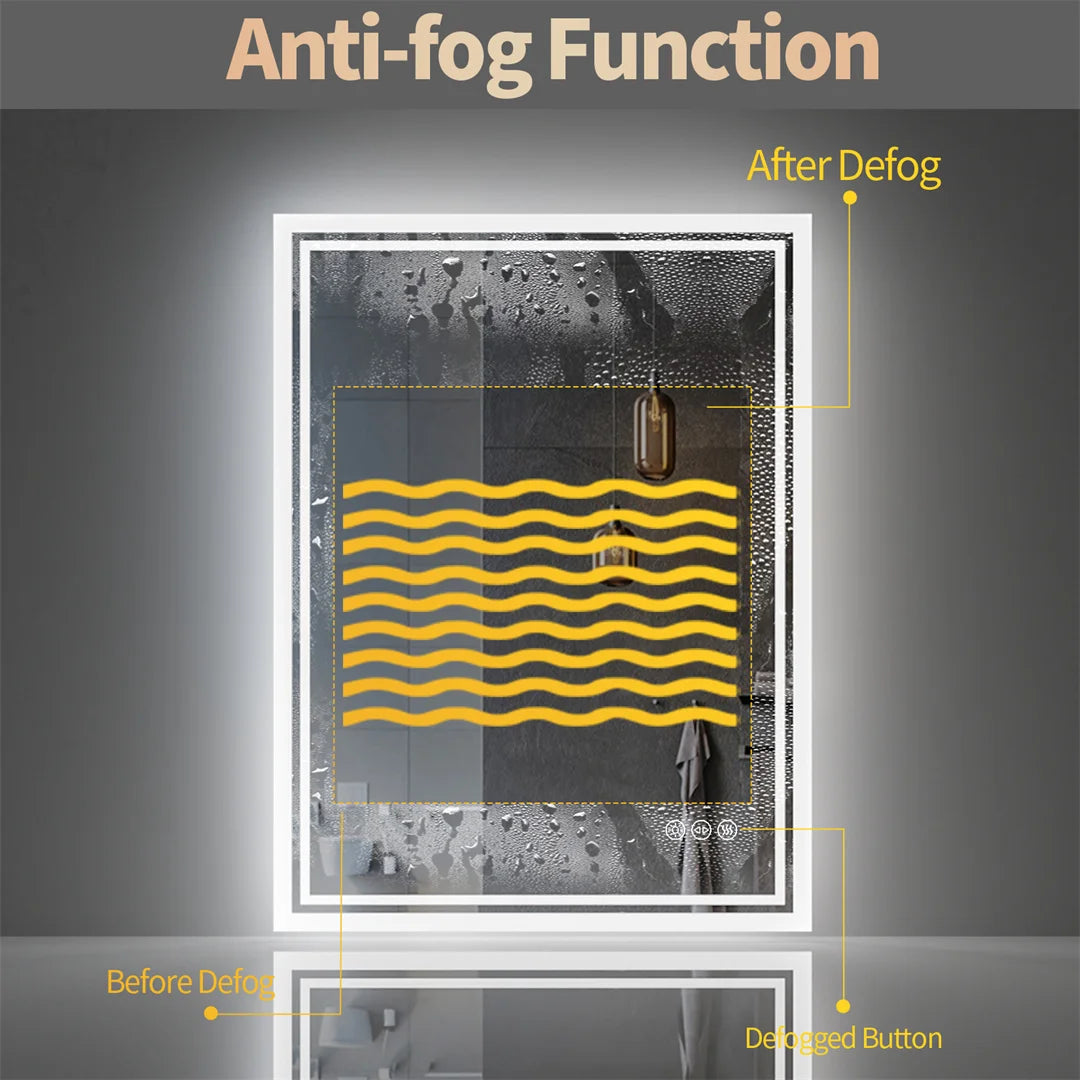 Luvodi Frameless LED Backlit Bathroom Mirror Touch Control