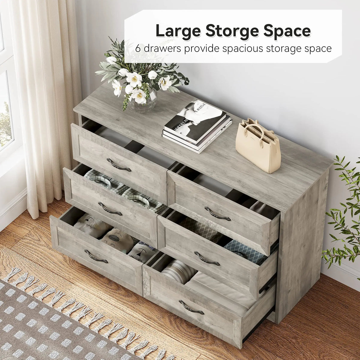 Studyset 6 Drawer Dresser For Bedroom Living Room Storage Furniture