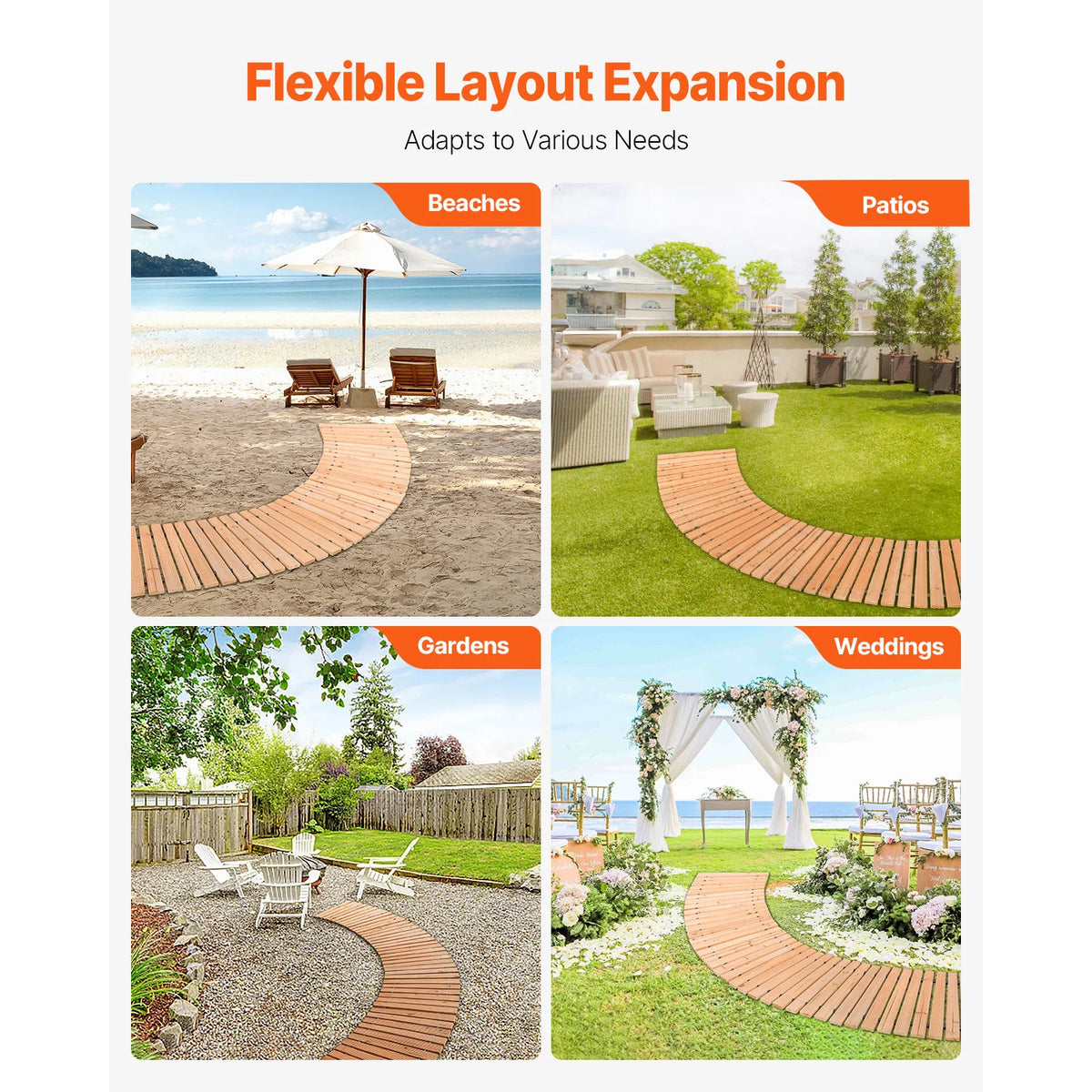 Curved Cedar Garden Pathway Non Slip Roll Out Walkway Backyard