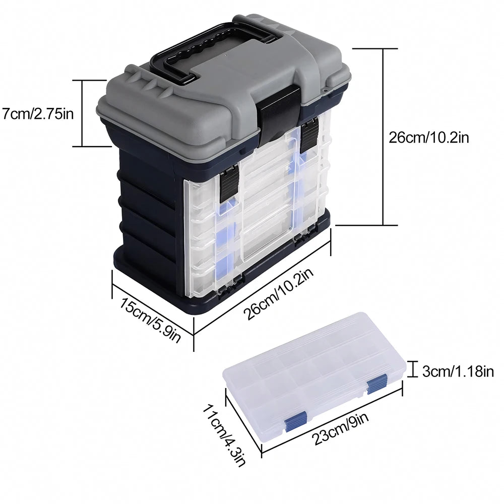 4-Tier Fishing Tackle Box With Adjustable Dividers