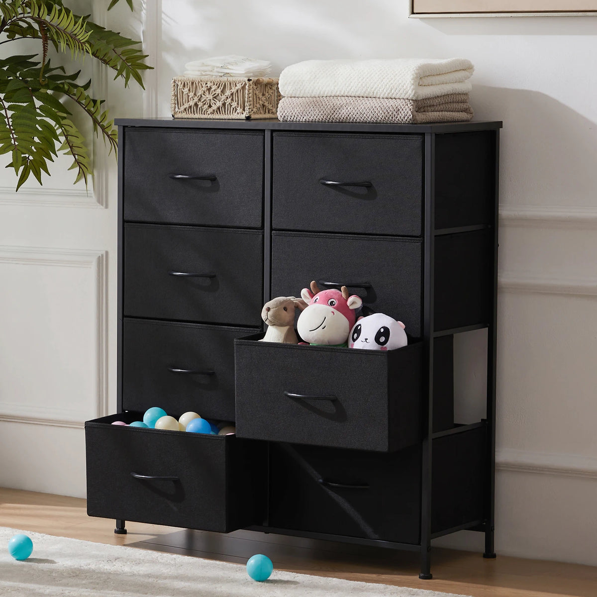 MCQ Fabric 8 Drawer Storage Cabinet Metal Modern Bedroom Nightstand