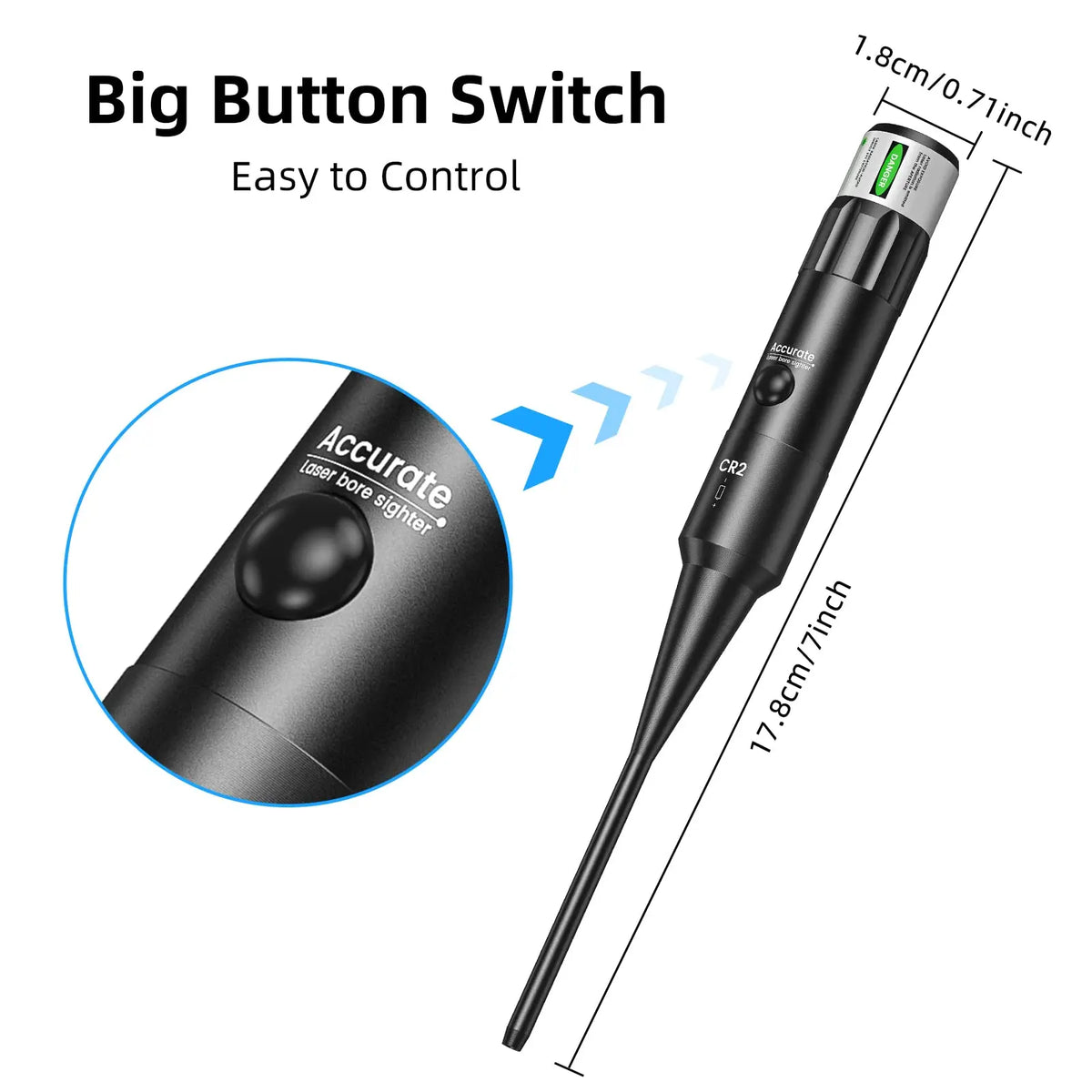 CVLIFE Bore Sight Kit Bright Green Dot BoreSighter with Big Button Switch for .17 to 12GA Caliber
