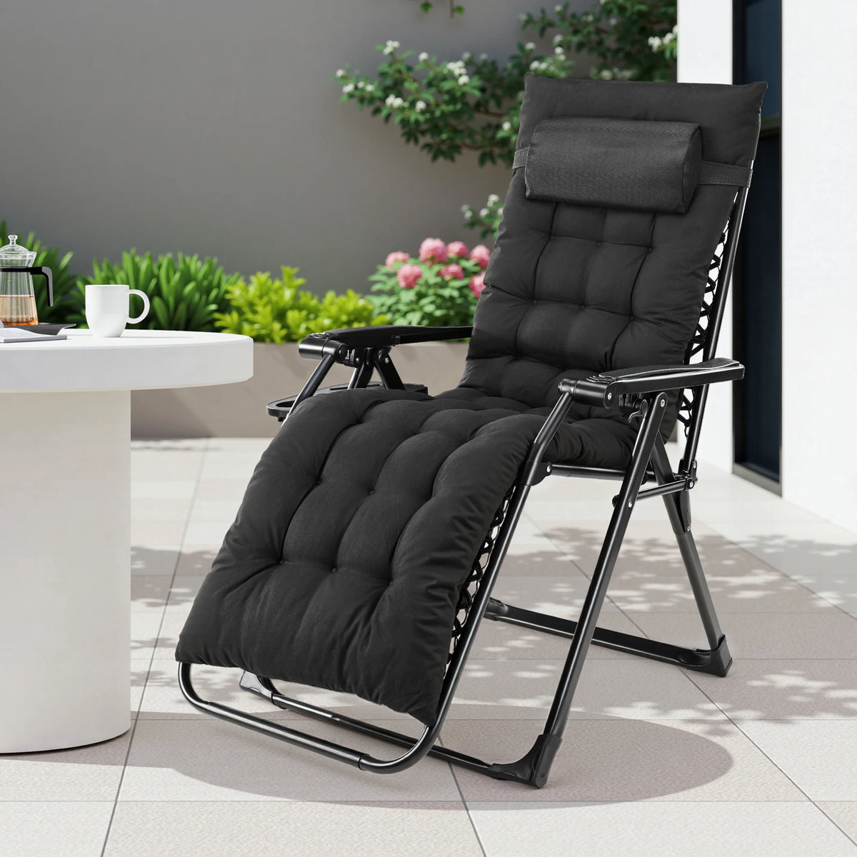 JHK Zero Gravity Recliner Folding Portable Chair With Cup Holder