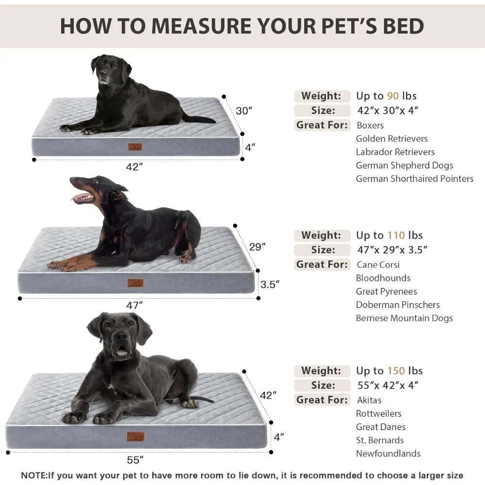 NBVCX Orthopedic Waterproof Dog Bed Removable Cover Multi Needle Quilting