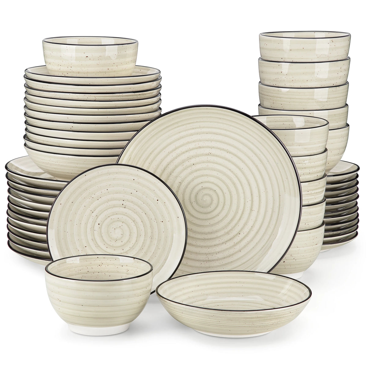 Malacasa Bonbon Ceramic Dinnerware Set 24 Piece Service With Plates