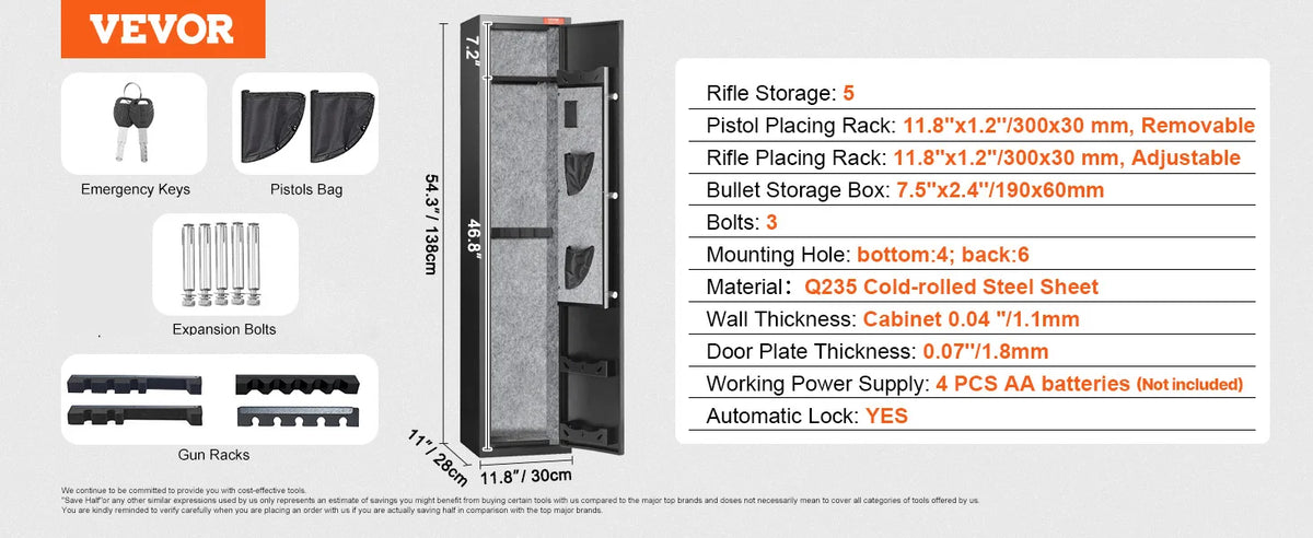 SucceBuy Digital Keypad Gun Safe Cabinet For Long Guns And Pistols