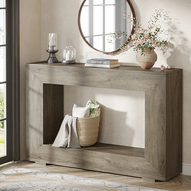 Tribesigns 47" Farmhouse Console Table with Storage, Industrial Hallway Sofa Table for Entryway, Living Room