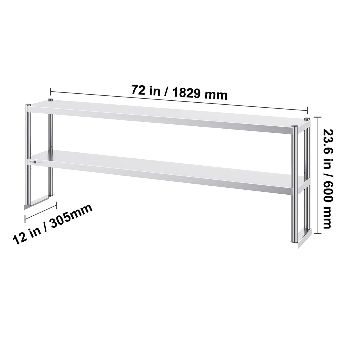 SucceBuy Stainless Steel kitchen worktable Overshelf with Height Adjustable Overshelf Prep Work Table for Kitchen Restaurant