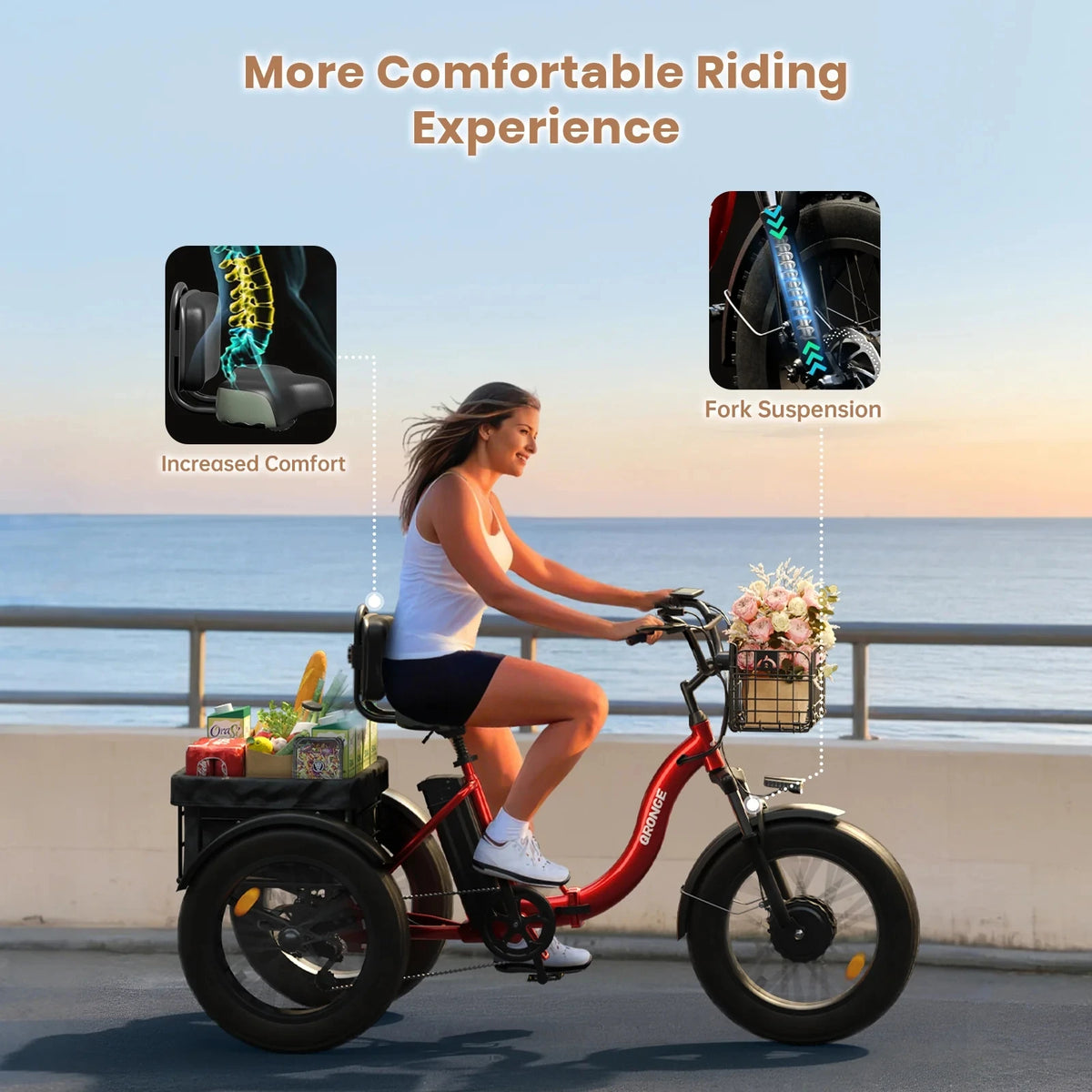 Qronge Electric Folding Tricycle 960W Fat Tire Trike