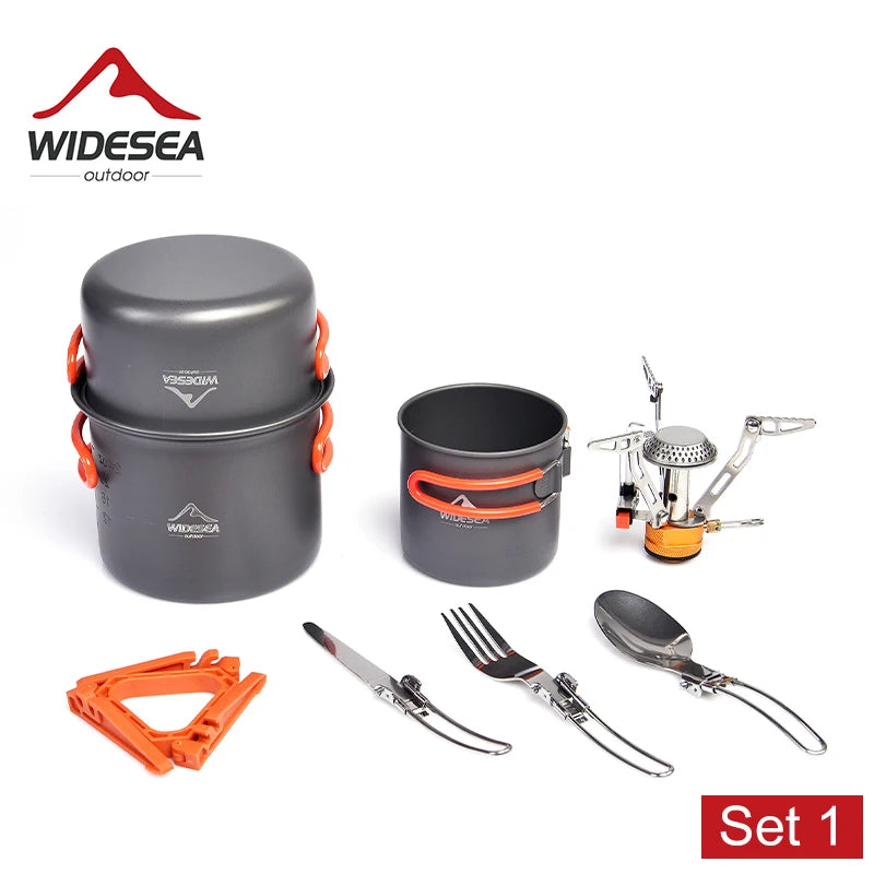 Widesea Camping Cookware Set Three Person Outdoor Tableware Kit
