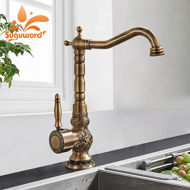 Suguword Single Hole Kitchen Sink Mixer Faucet With Swivel Spout