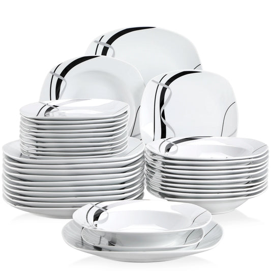 Malacasa Fiona Ceramic Striped Porcelain Dinner Set