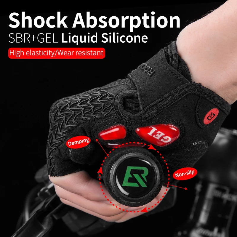 ROCKBROS Half Finger Cycling Gloves Gel Pad Breathable Non Slip
