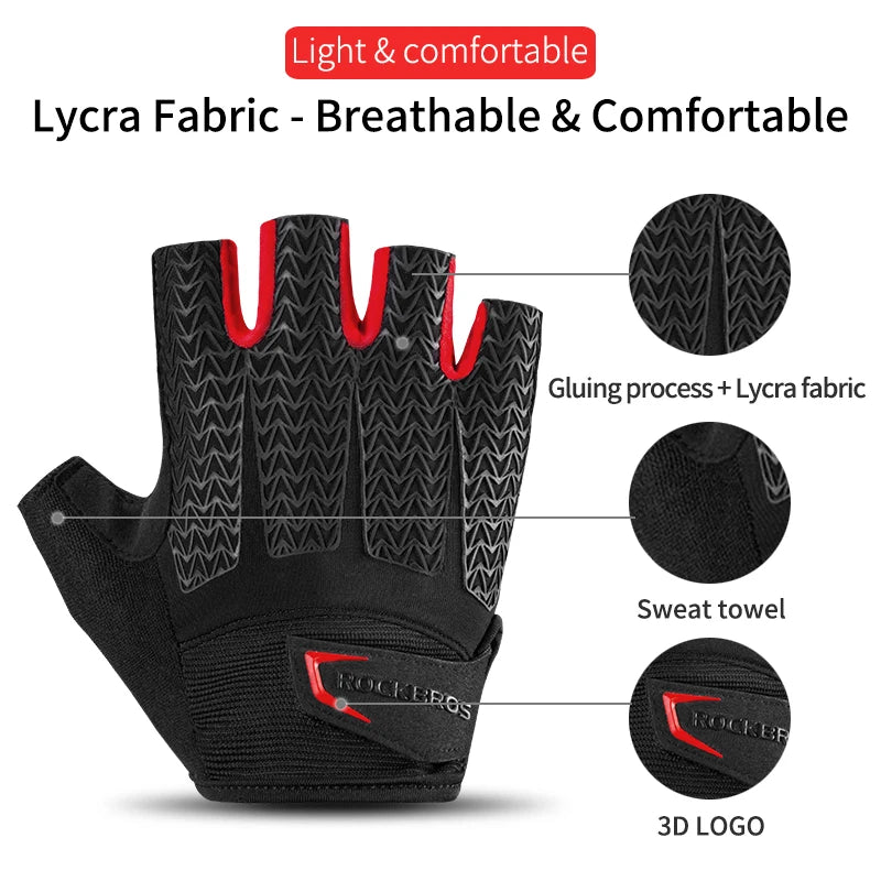 ROCKBROS Half Finger Cycling Gloves Gel Pad Breathable Non Slip