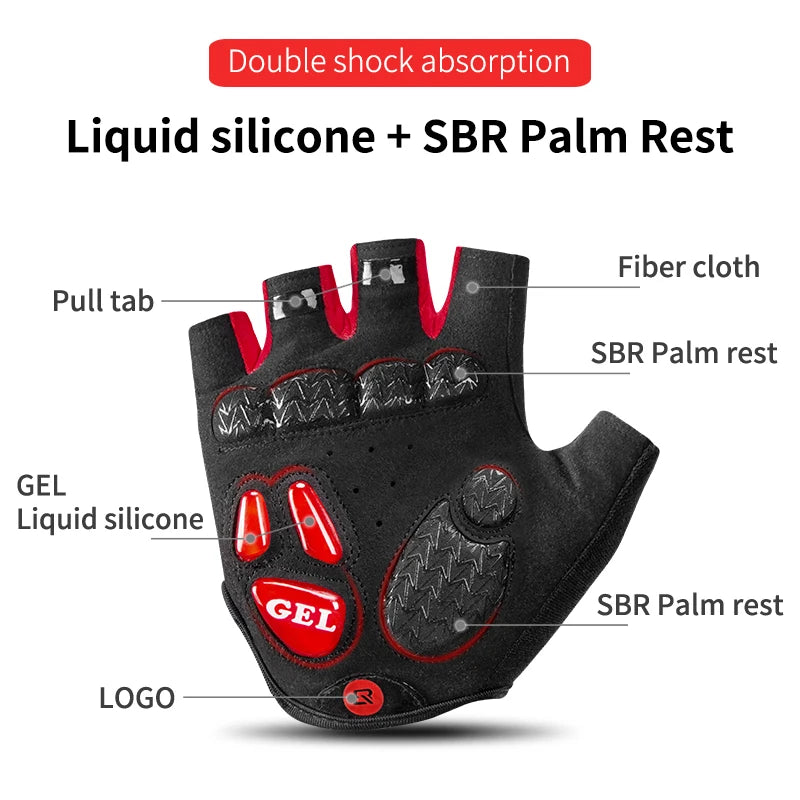 ROCKBROS Half Finger Cycling Gloves Gel Pad Breathable Non Slip