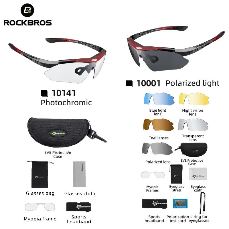 ROCKBROS Photochromic Cycling Glasses Polarized UV400 Eyewear