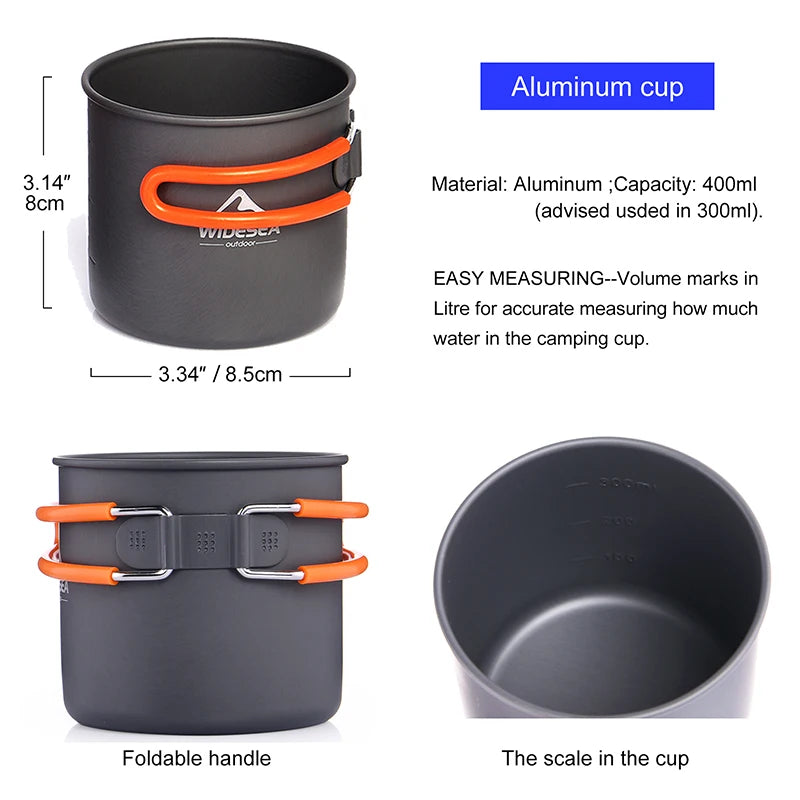 Widesea Camping Cookware Set Three Person Outdoor Tableware Kit