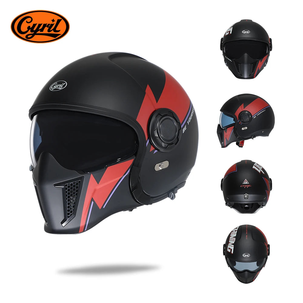 Cyril OP12A Modular Full Face Motorcycle Helmet With Dual Lens
