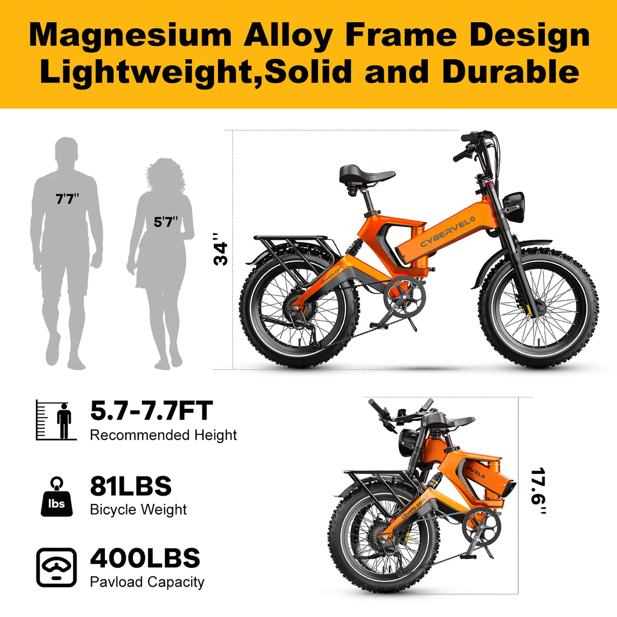 Cybervelo Luxury 20 In Fat Tire Foldable Electric Bike
