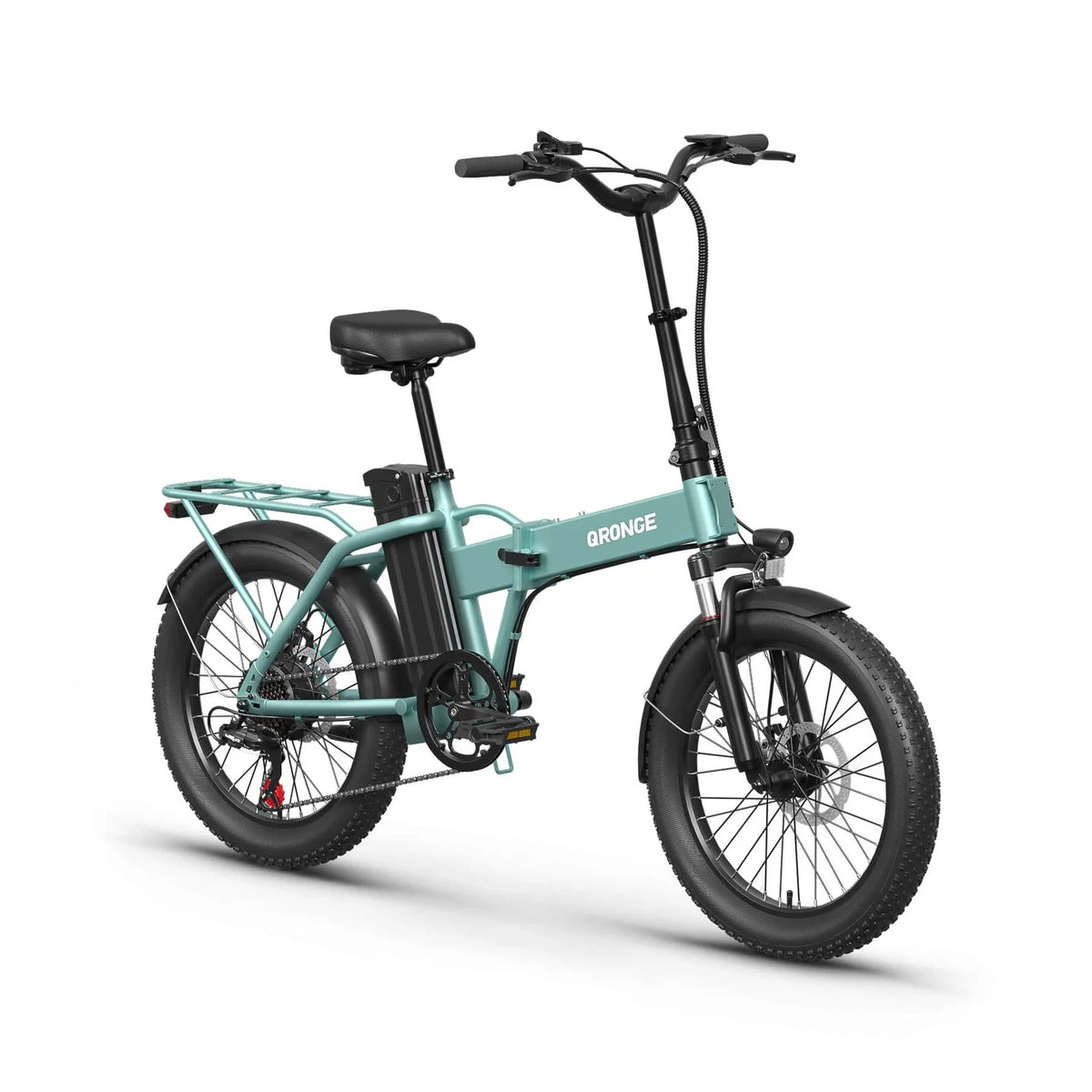 QRONGE Waterfall Folding Electric Bicycle 1000W Peak 48V 13.5AH 20' Fat Tire Electric Bike 70 Max Miles E-bike Commute 28MPH Max