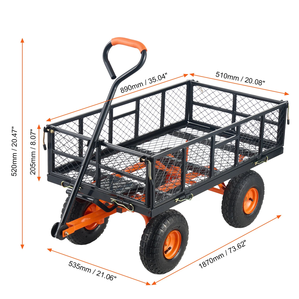 SucceBuy Garden Cart Sturdy Metal Utility Wagon With Dump Capacity