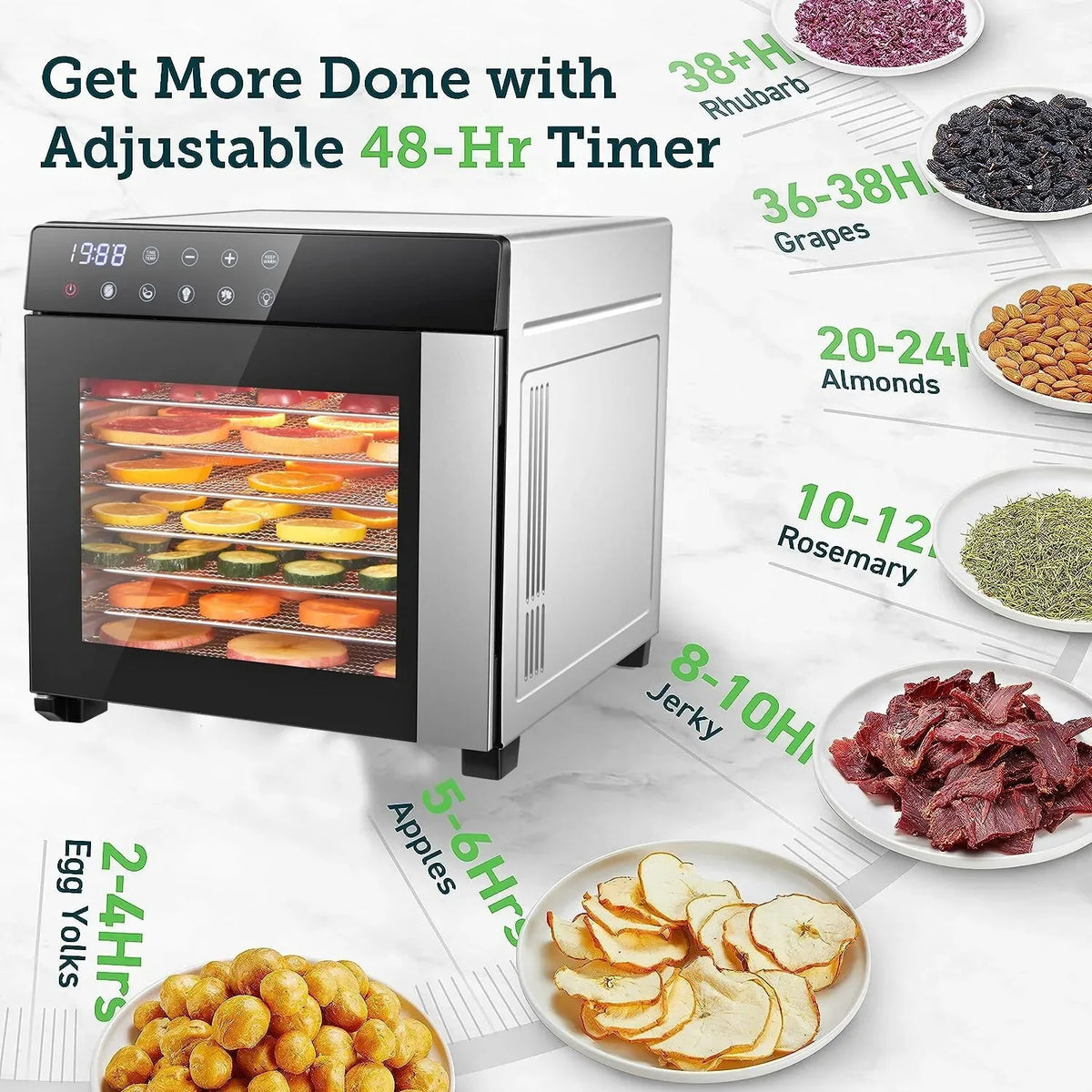 SNDOAS Food Dehydrator 600W With Presets Digital Timer BPA Free