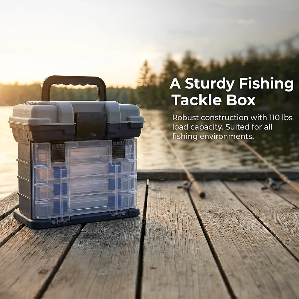 4-Tier Fishing Tackle Box With Adjustable Dividers