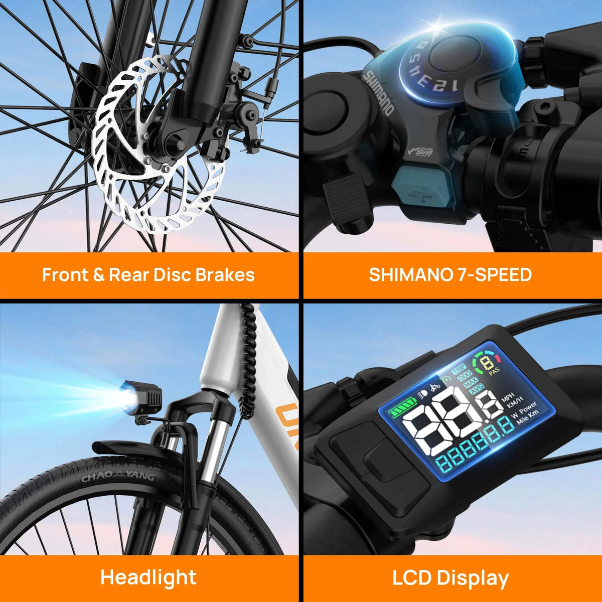 Urlife 750W Adult Electric Commuter Bike With Hydraulic Disc Brakes