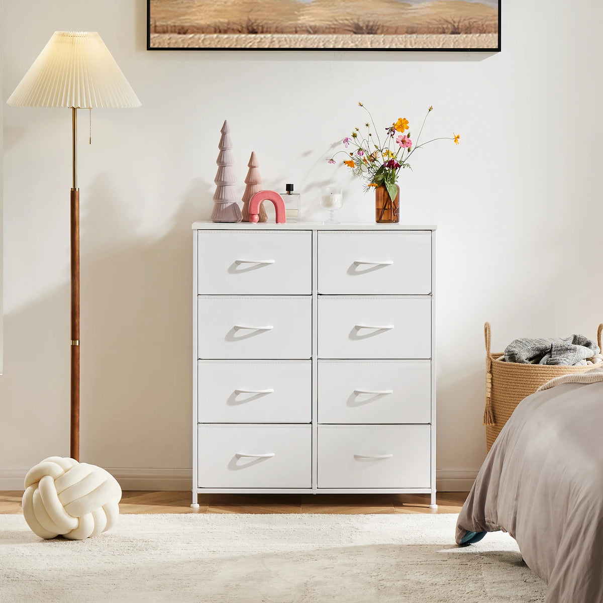 MCQ Fabric 8 Drawer Storage Cabinet Metal Modern Bedroom Nightstand