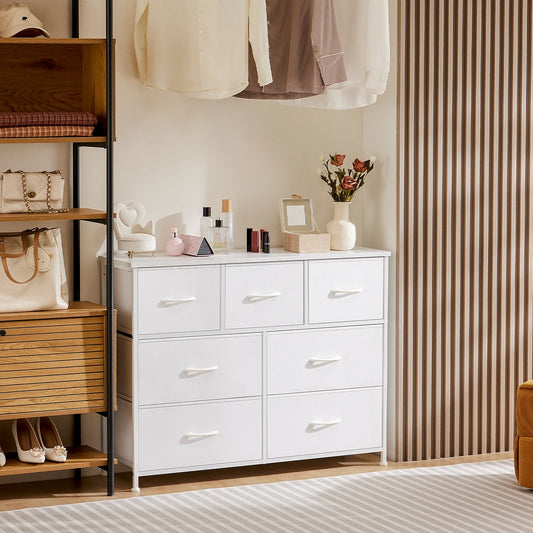 JHK Modern Wooden Bedroom Wardrobe Dresser Storage Cabinet Fabric Drawers