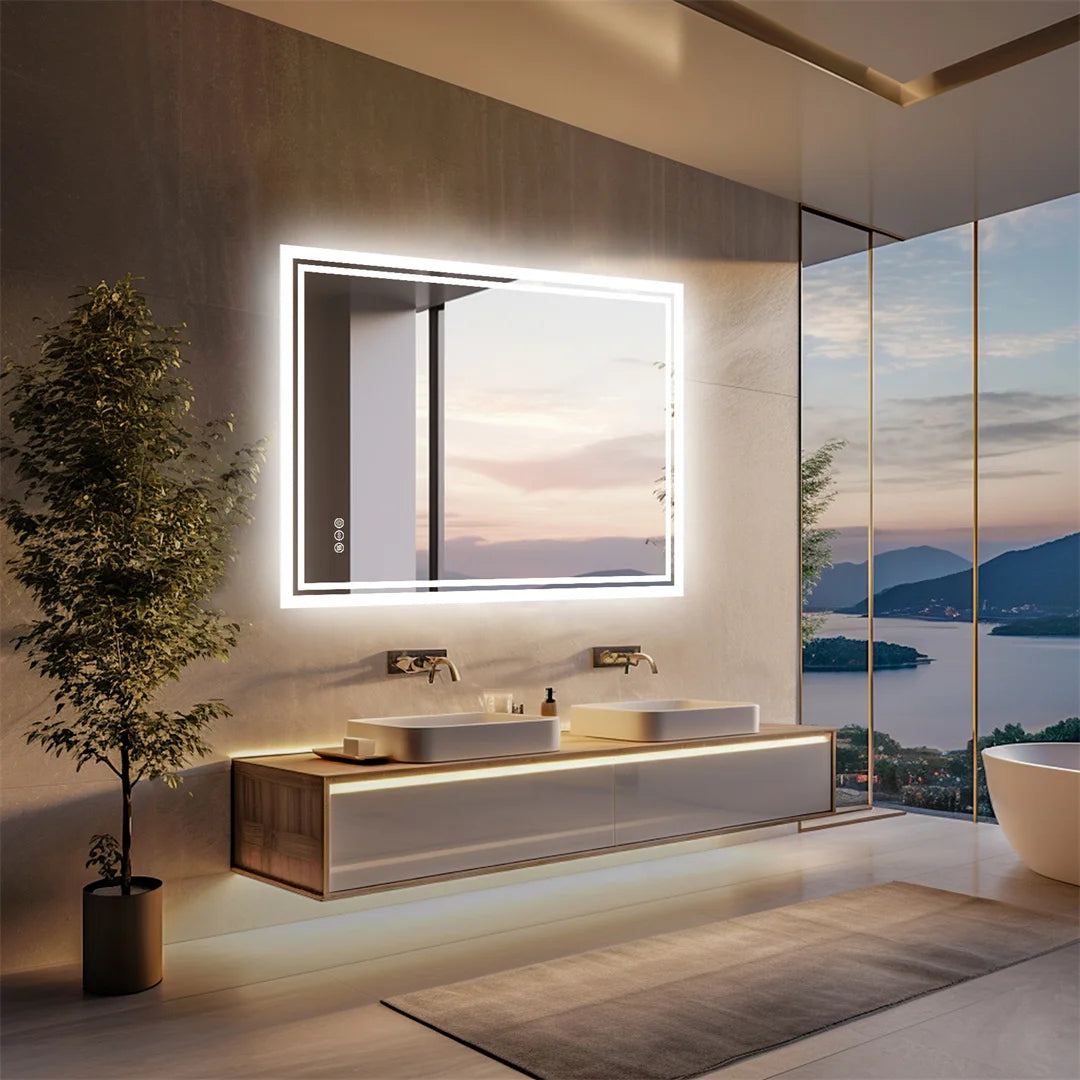 Luvodi Frameless LED Backlit Bathroom Mirror Touch Control
