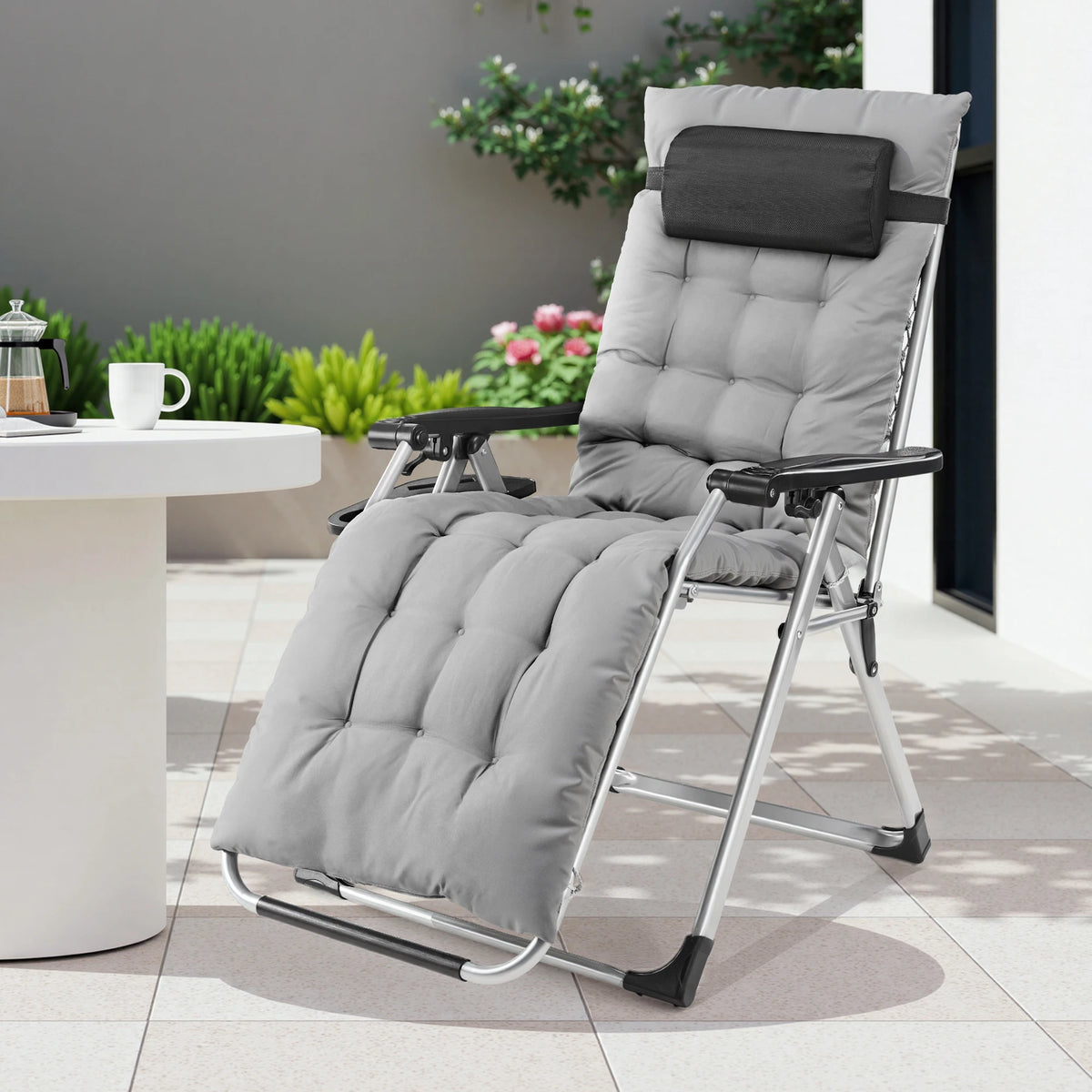 JHK Zero Gravity Recliner Folding Portable Chair With Cup Holder