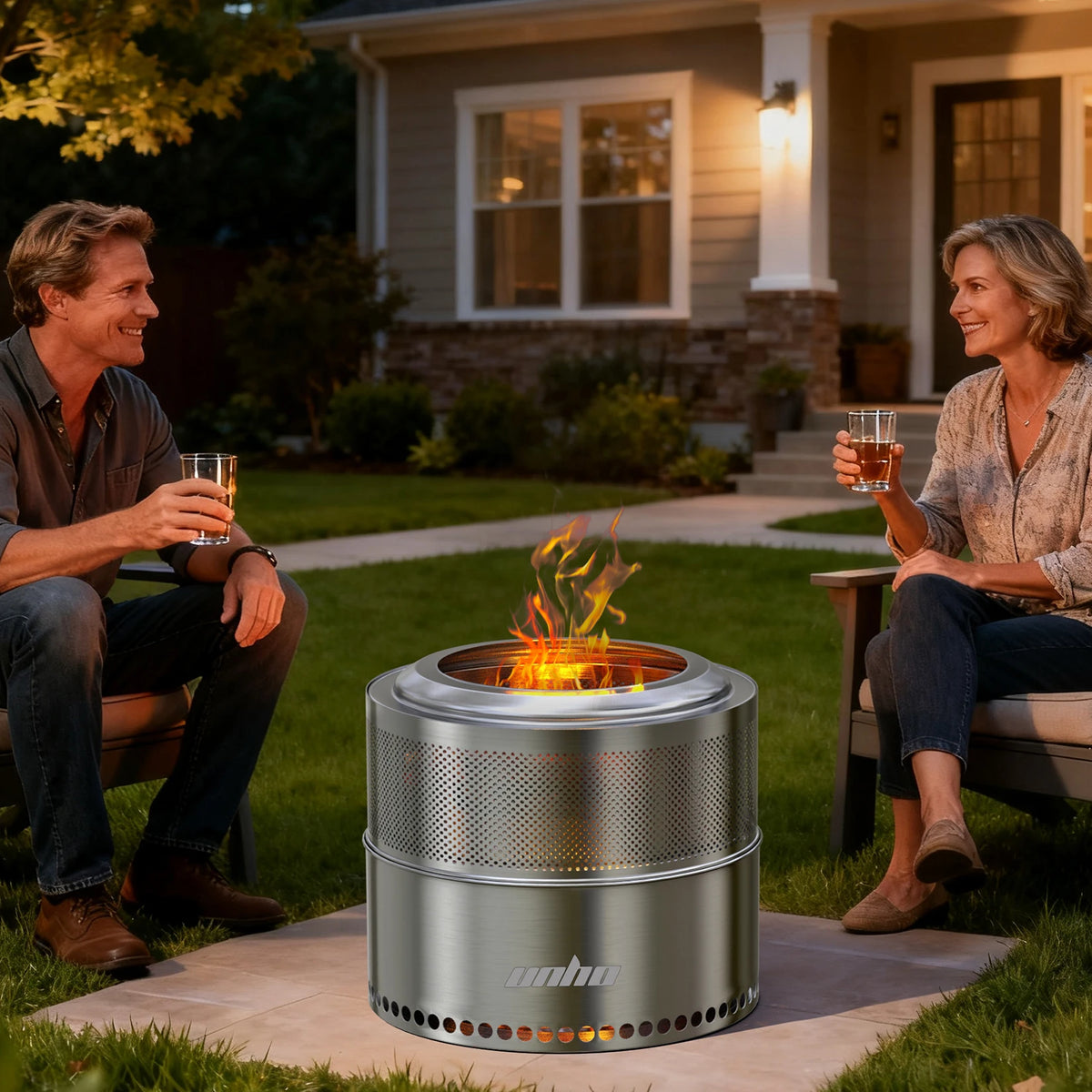 Large Stainless Steel Smokeless Wood Burning Fire Pit With Carry Bag