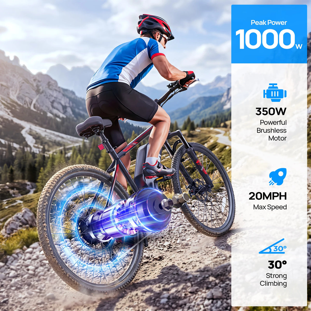 QNUT 1000W Electric Mountain Bike 36V Battery 21 Speed Offroad