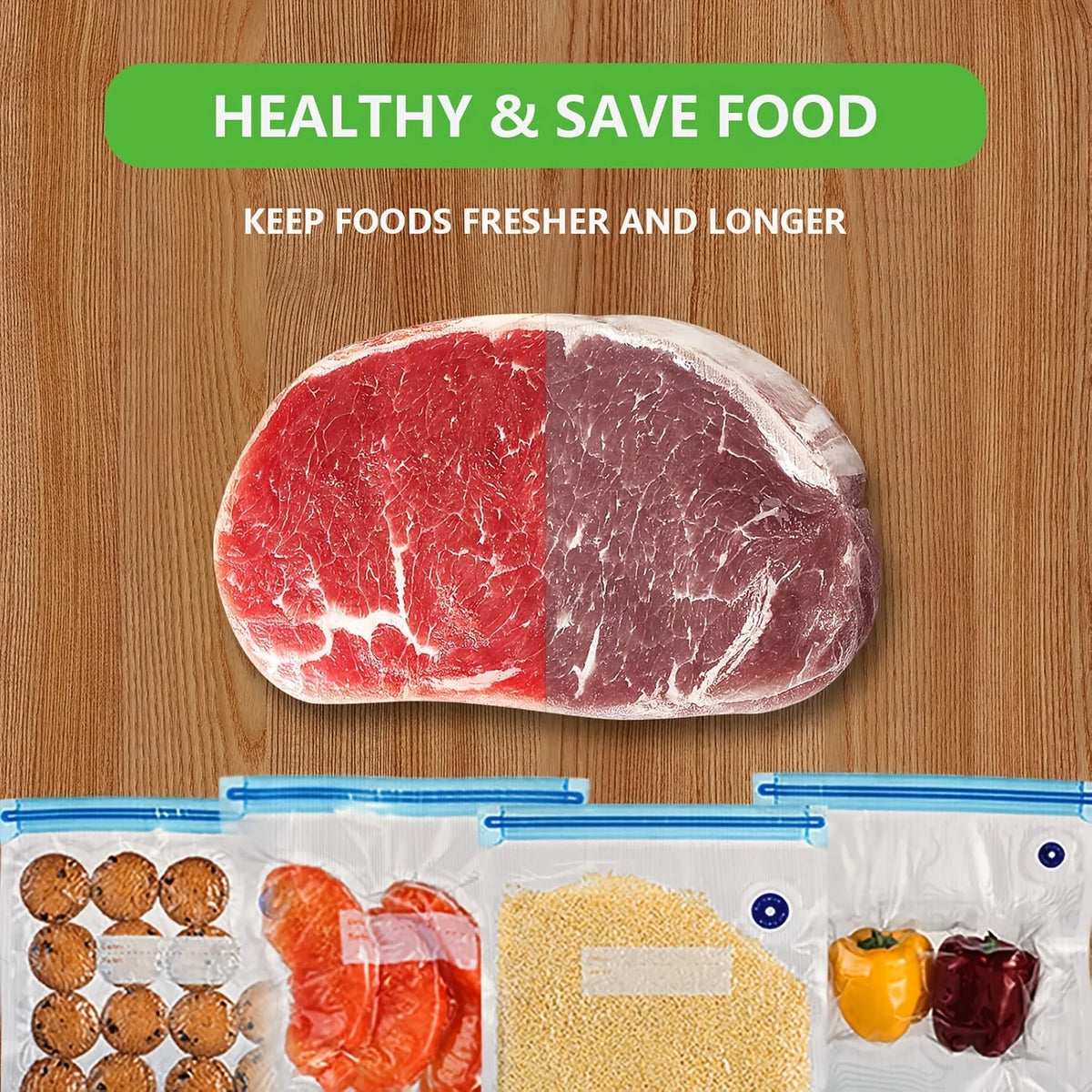 Handheld Vacuum Sealer With 5 Reusable Bags Portable Meal Saver