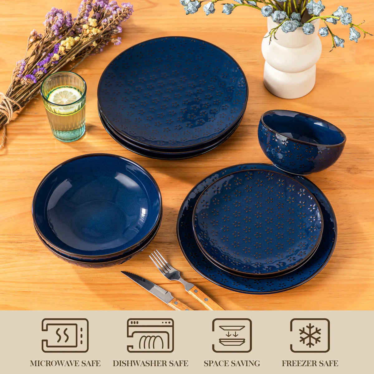 Malacasa Floral Porcelain Dinnerware Set For Home Dining Room