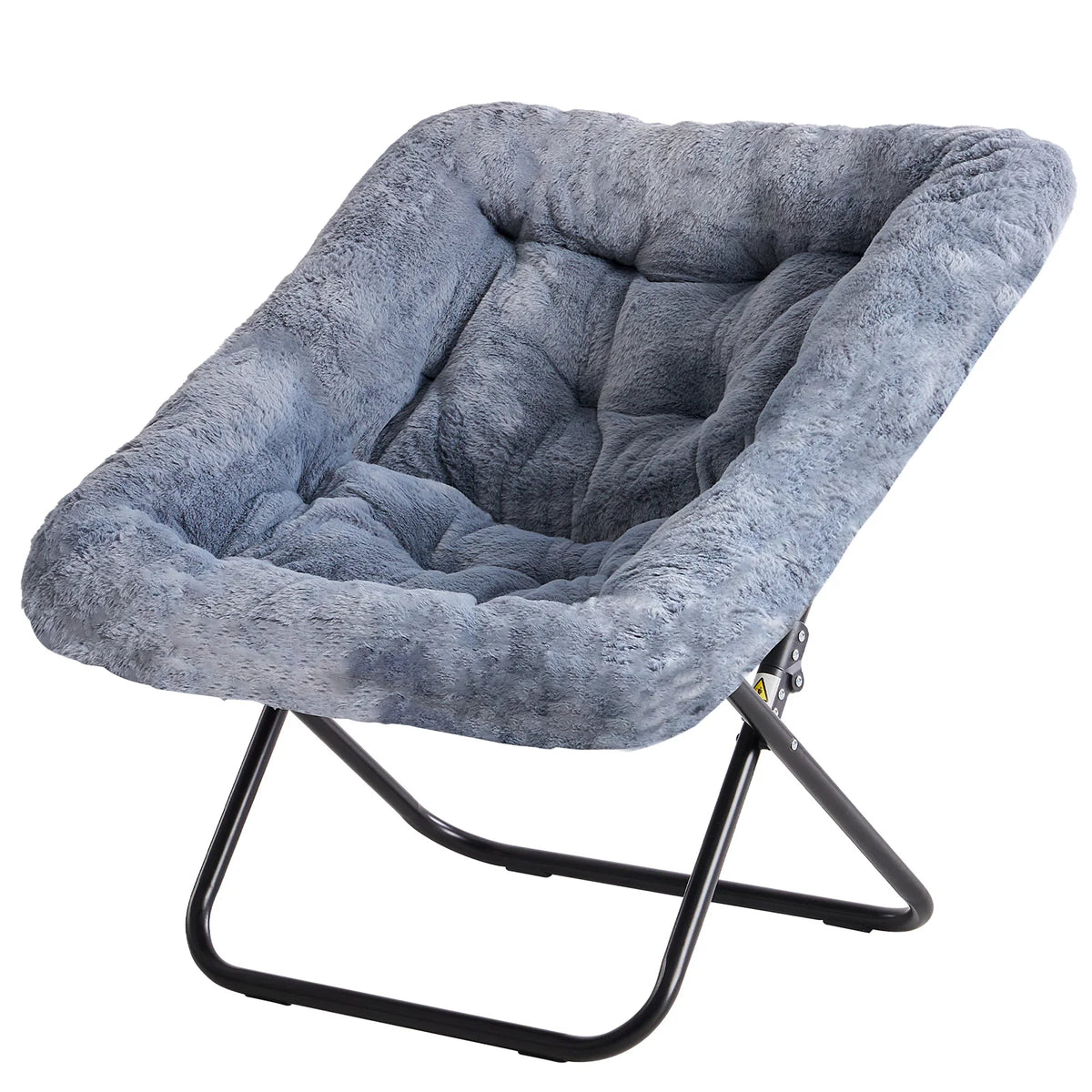 JHK Cozy Saucer Chair With Soft Faux Fur Folding Metal Frame