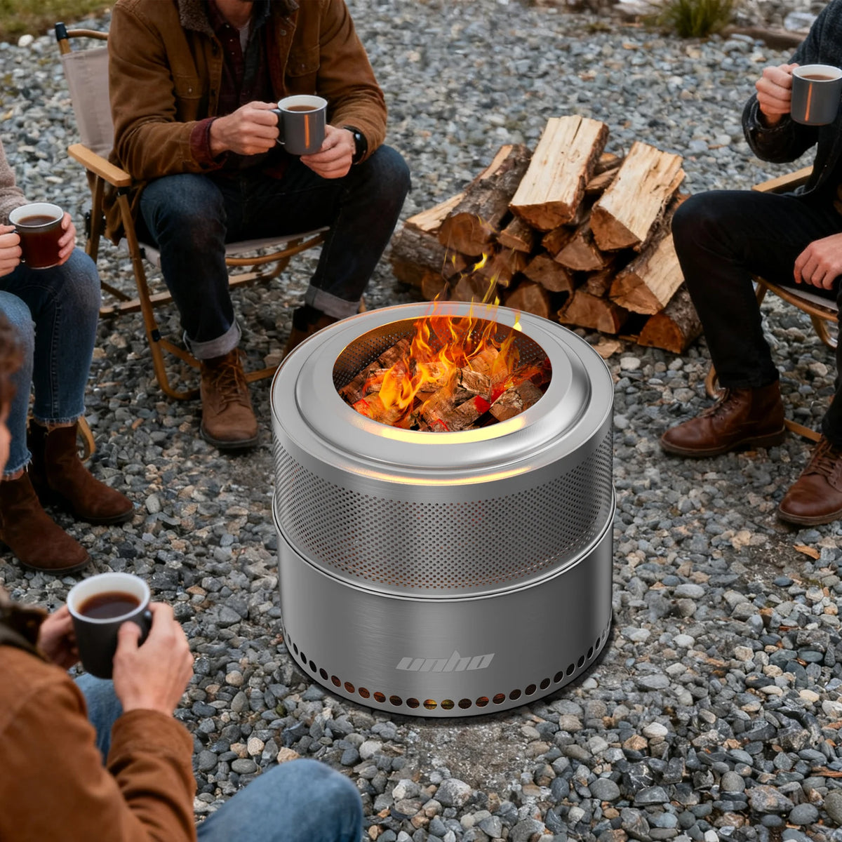 Large Stainless Steel Smokeless Wood Burning Fire Pit With Carry Bag