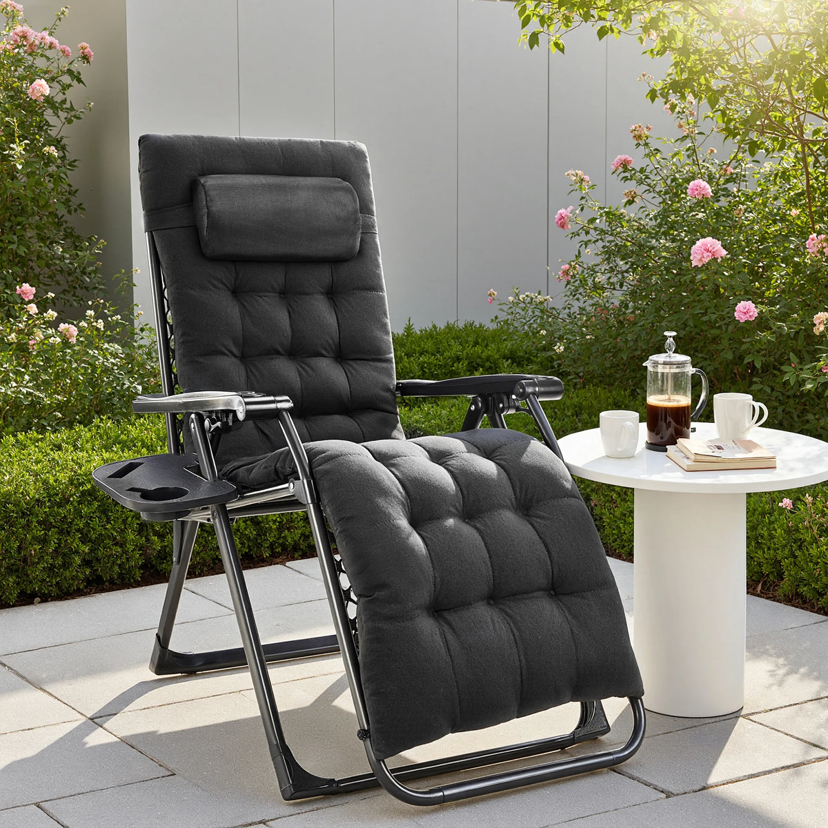 JHK Zero Gravity Recliner Folding Portable Chair With Cup Holder