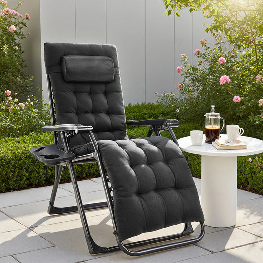 JHK Zero Gravity Recliner Folding Portable Chair With Cup Holder
