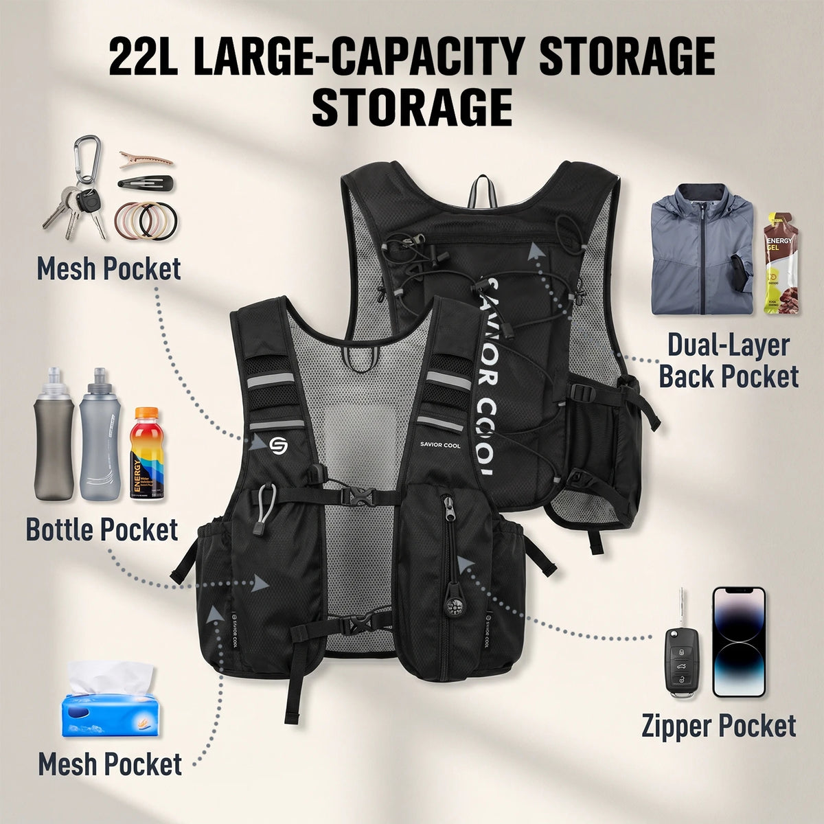 Snow Deer Tactical Cooling Vest With Integrated Water Bladder