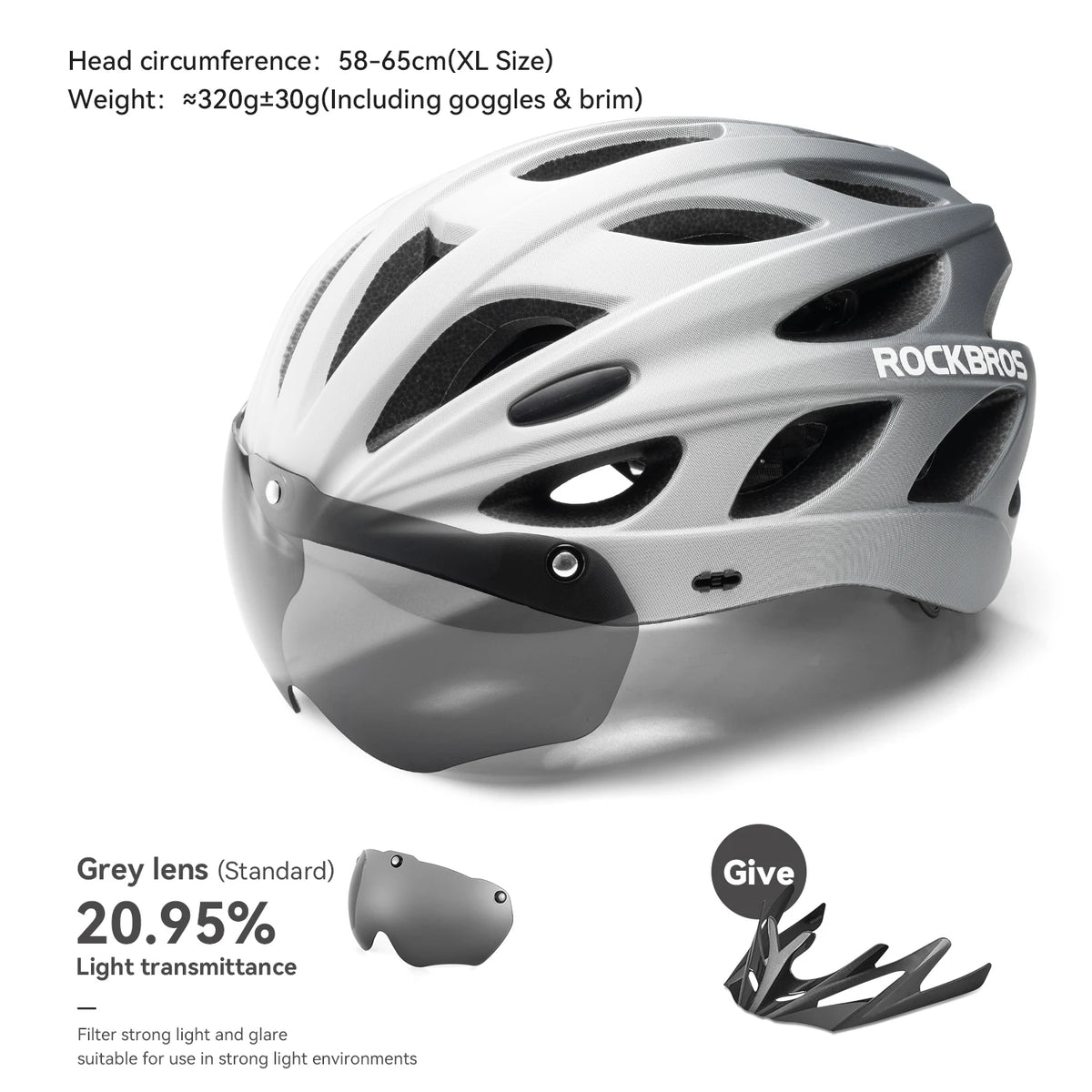 ROCKBROS Cycling Helmet With Goggles Unisex Lightweight Protection