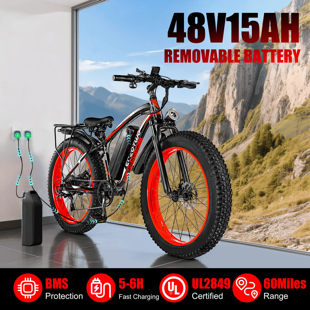 Eoeotwo Heavy Duty Ebike With Front Suspension And Rear Rack