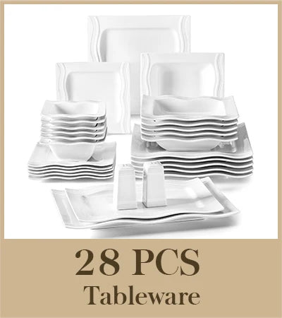 Malacasa Square Porcelain Dinnerware Set Plates And Bowls