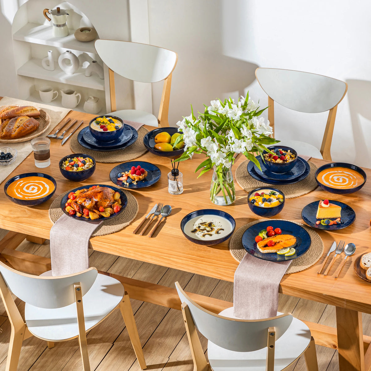 Malacasa Floral Porcelain Dinnerware Set For Home Dining Room