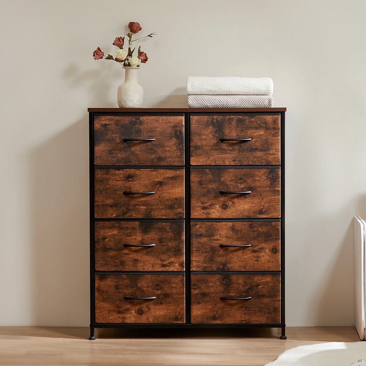 MCQ Fabric 8 Drawer Storage Cabinet Metal Modern Bedroom Nightstand